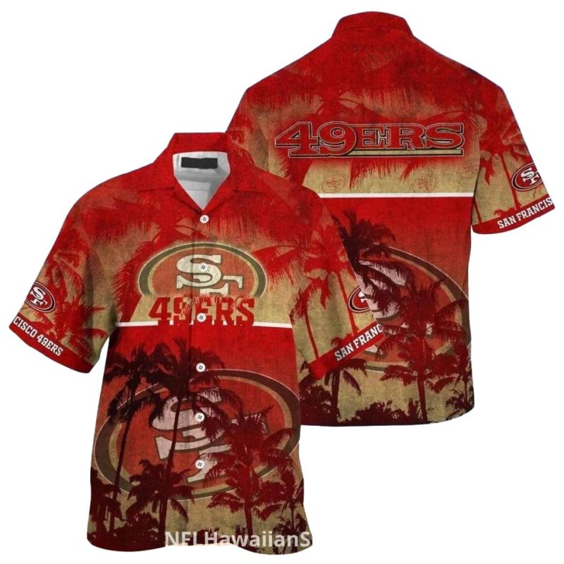 San Francisco 49Ers Logo Red Vintage Palm Island Hawaiian Shirt 1