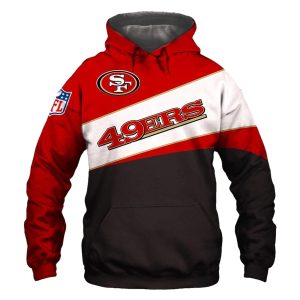 San Francisco 49ers Logo Red White And Black AOP Hoodie