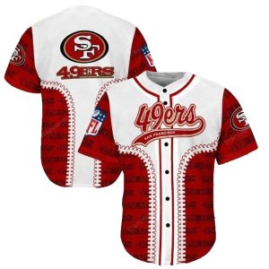 San Francisco 49ers Logo Vintage Red And White Baseball Jersey