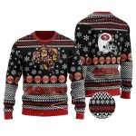 San Francisco 49ers Mascot And Helmet Black Christmas Ugly Sweater