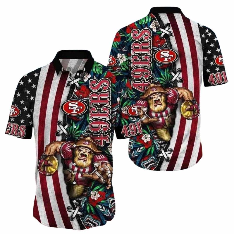 San Francisco 49Ers Mascot Summer Floral Hawaiian Shirt 1
