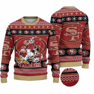 San Francisco 49ers Mickey And Friends Christmas Ugly Sweater