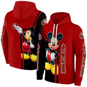 San Francisco 49ers Mickey Mouse Red Black AOP Hoodie