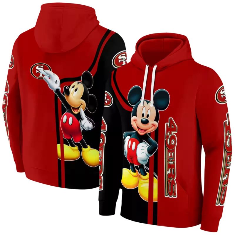San Francisco 49Ers Mickey Mouse Red Black Aop Hoodie 1