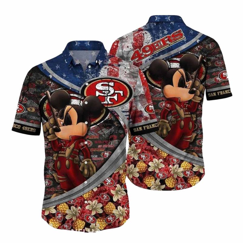 San Francisco 49Ers Mickey Mouse Usa Flag Hawaiian Shirt 1