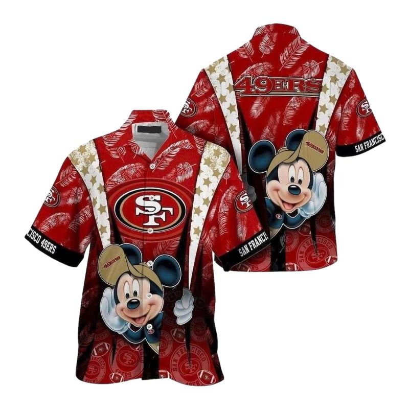 San Francisco 49Ers Mickey Tropical Touchdown Hawaiian Shirt 1