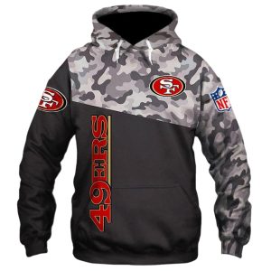 San Francisco 49ers Military And Black AOP Hoodie