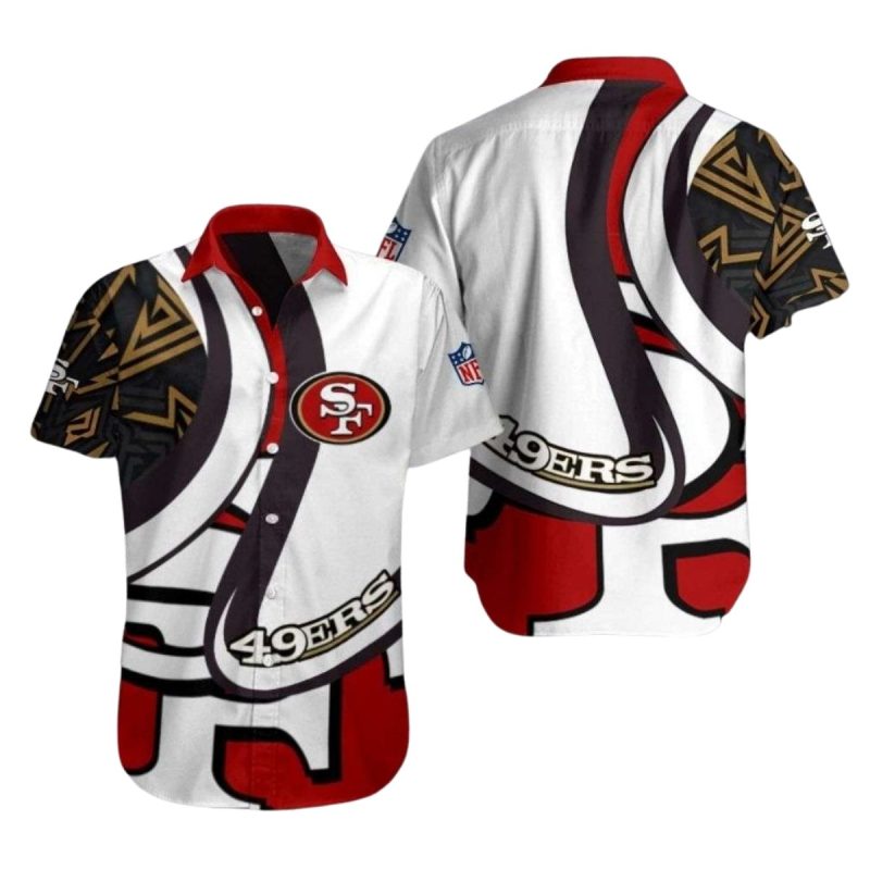 San Francisco 49Ers Monochrome Tribal White Red Hawaiian Shirt 1