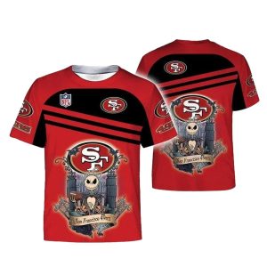San Francisco 49ers Monster Skeleton Red AOP T-Shirt