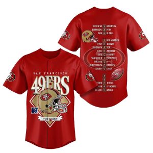San Francisco 49ers Name Players Red Baseball Jersey