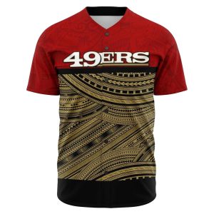 San Francisco 49ers Polynesian Red And Black Pattern AOP T-Shirt