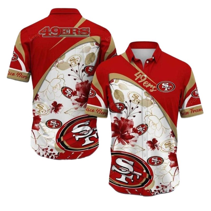 San Francisco 49Ers Red And White Floral Lovely Hawaiian Shirt 1