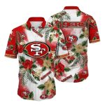 San Francisco 49ers Red And Yellow Hibiscus Floral Tackle Hawaiian Shirt