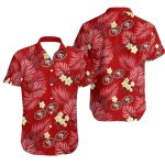 San Francisco 49ers Red And Yellow Tropical Leaf Hawaiian Shirt