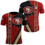San Francisco 49ers Red Black Logo In Heart AOP T-Shirt