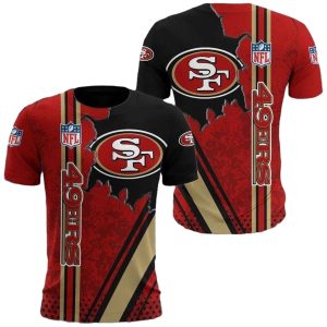 San Francisco 49ers Red Black Logo In Heart AOP T-Shirt