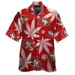 San Francisco 49ers Red Cannabis Leaf Hawaiian Shirt