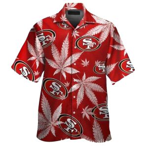 San Francisco 49ers Red Cannabis Leaf Hawaiian Shirt