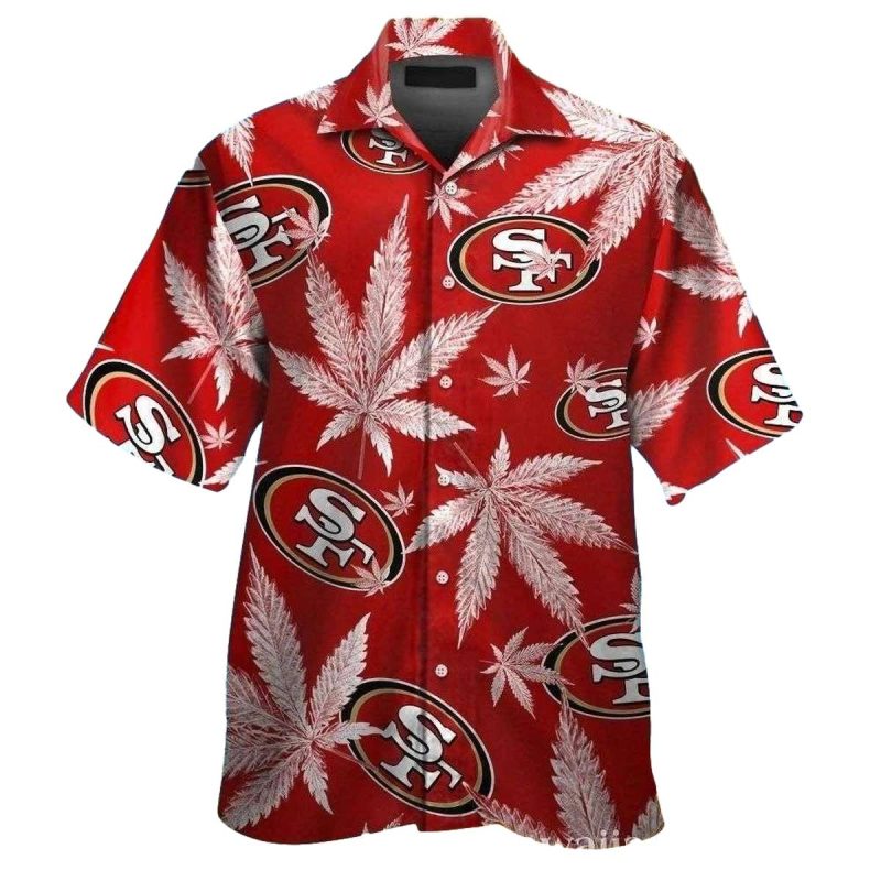 San Francisco 49Ers Red Cannabis Leaf Hawaiian Shirt 1