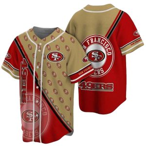 San Francisco 49ers Red Goden Multi Small Logos Baseball Jersey