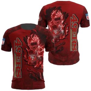 San Francisco 49ers Red Scratch Fire Player AOP T-Shirt