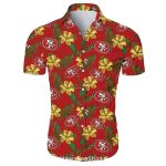 San Francisco 49ers Red With Yellow Hibiscus Hawaiian Shirt