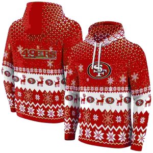 San Francisco 49ers Reindeer Motif Red AOP Hoodie