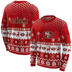 San Francisco 49ers Reindeer Motif Red AOP Sweatshirt