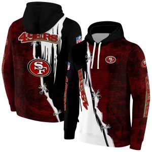 San Francisco 49ers Ripped Pattern Red Black White AOP Hoodie