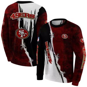 San Francisco 49ers Ripped Pattern Red Black White AOP Sweatshirt