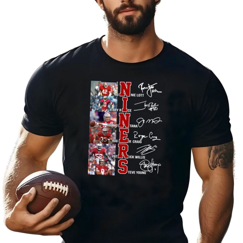 San Francisco 49Ers Ronnie Lott Jerry Rice Joe Montana Roger Craig Patrick Willis Signature Shirt T Shirt 1 1