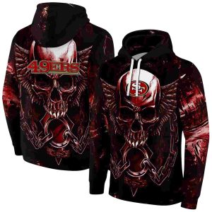 San Francisco 49ers Skull Angel Artwork Red Black AOP Hoodie