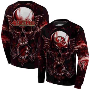 San Francisco 49ers Skull Angel Artwork Red Black AOP Sweatshirt