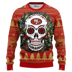 San Francisco 49ers Skull Flower Ugly Sweater