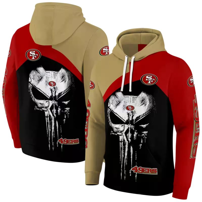 San Francisco 49Ers Skull Punisher Gold Red Black Aop Hoodie 1