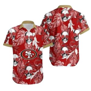 San Francisco 49ers Skull Rose Floral Hawaiian Shirt