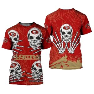 San Francisco 49ers Skull For Halloween Graphic AOP T-Shirt