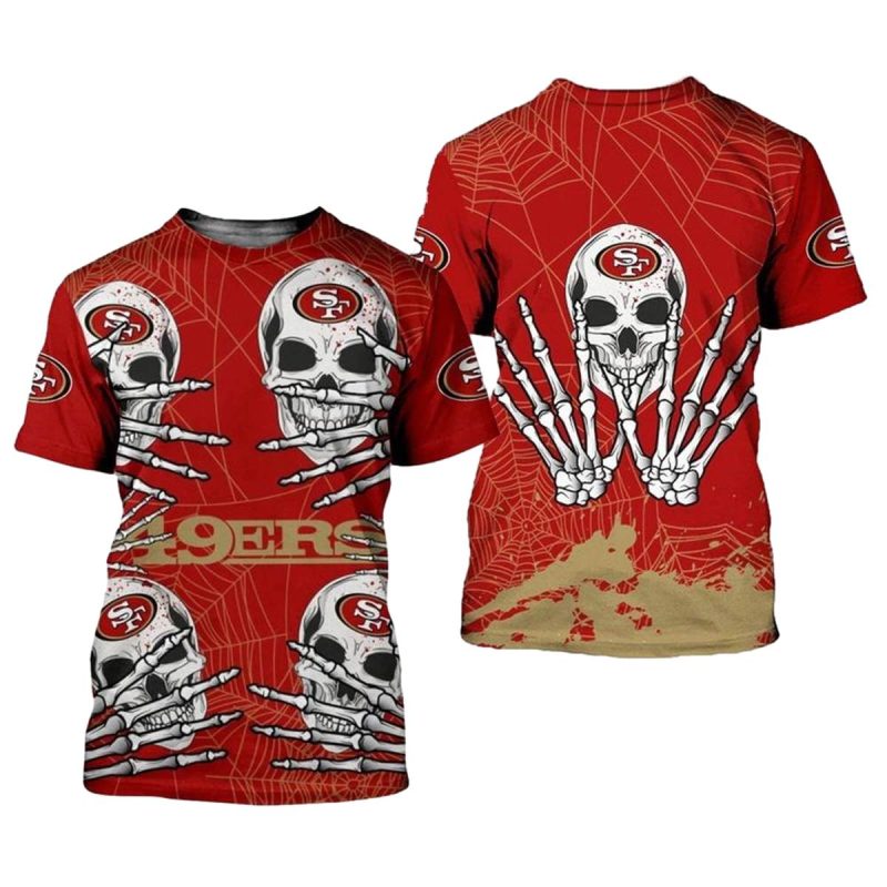 San Francisco 49Ers Skull For Halloween Graphic Aop T Shirt 1