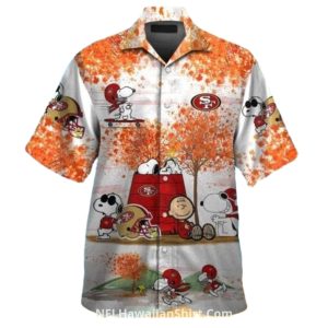 San Francisco 49ers Snoopy Football Autumn Scene Hawaiian Shirt