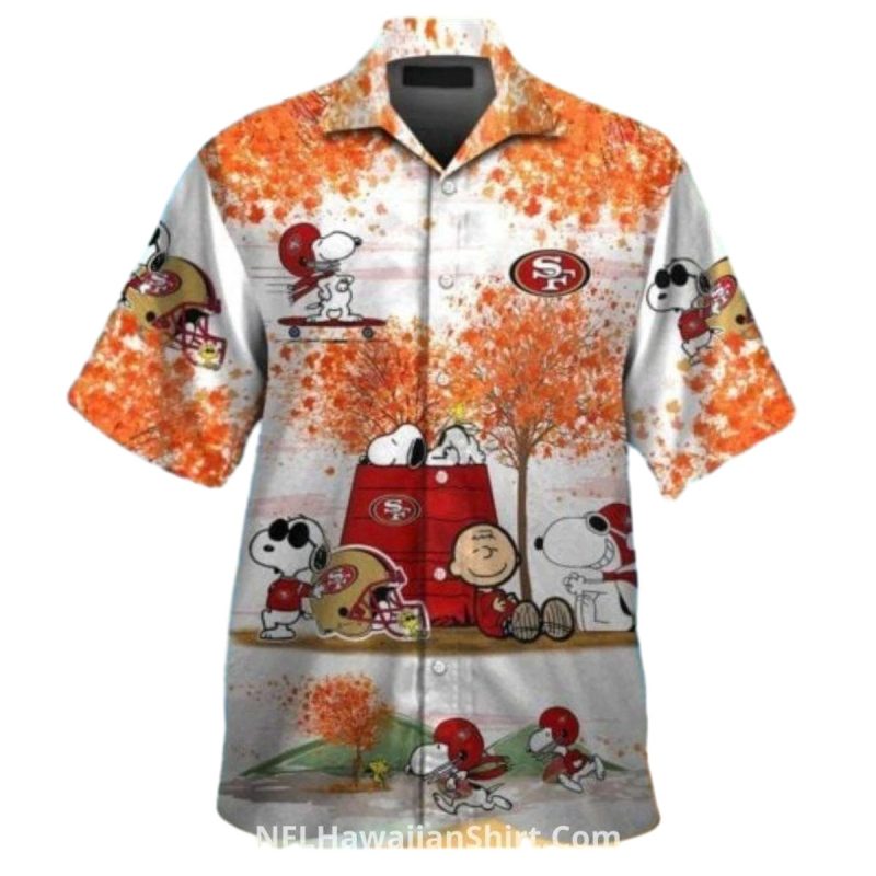 San Francisco 49Ers Snoopy Football Autumn Scene Hawaiian Shirt 1