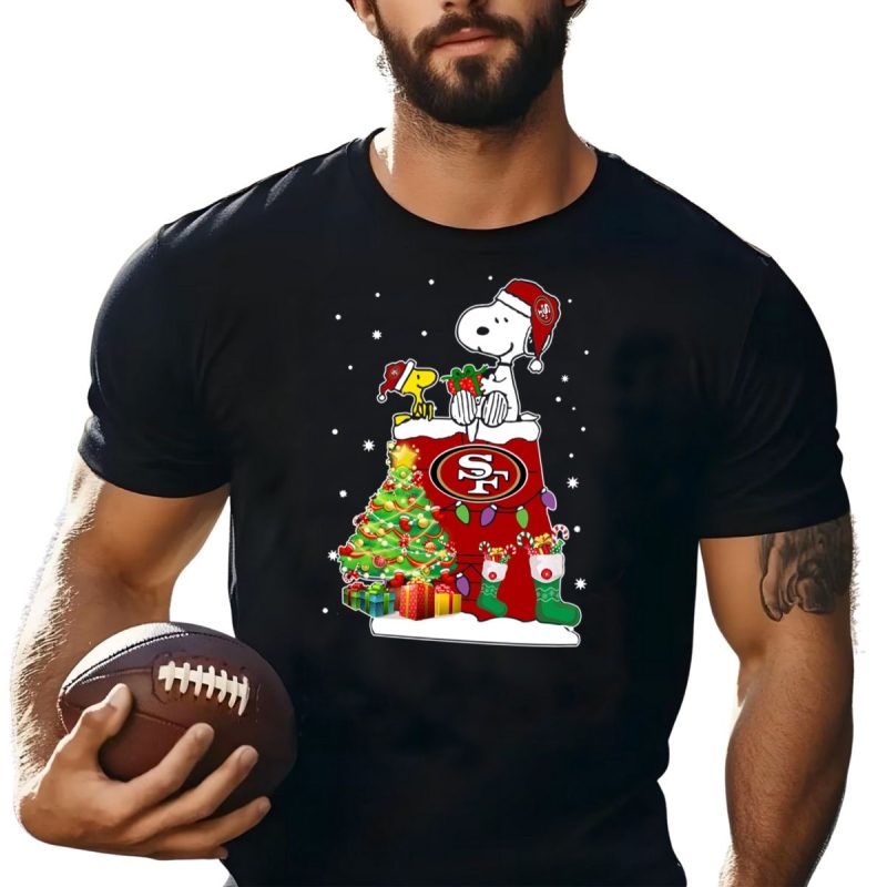San Francisco 49Ers Snoopy Woodstock Christmas Shirt T Shirt 1 1