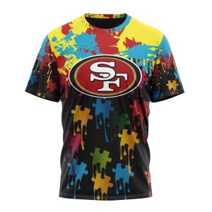 San Francisco 49ers Autism Awareness Design Football AOP T-Shirt