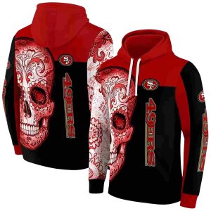 San Francisco 49ers Sugar Skull Red and Black AOP Hoodie