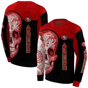 San Francisco 49ers Sugar Skull Red Black AOP Sweatshirt
