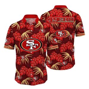 San Francisco 49ers Sunset Palms Leaves Hawaiian Shirt