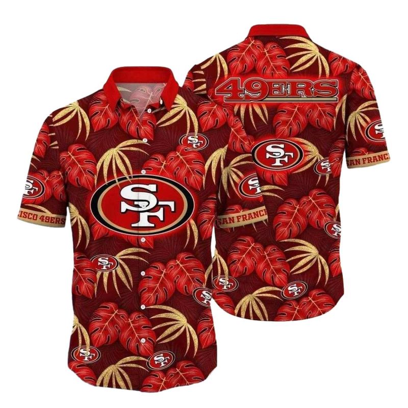 San Francisco 49Ers Sunset Palms Leaves Hawaiian Shirt 1