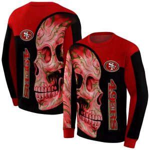 San Francisco 49ers Tattoo Skull Motif Red Black AOP Sweatshirt