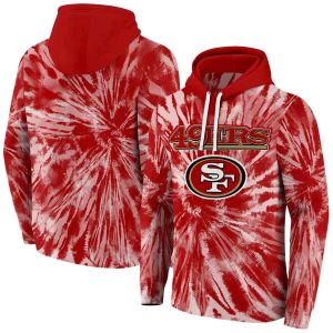 San Francisco 49ers Tie Dye Pattern Red AOP Hoodie