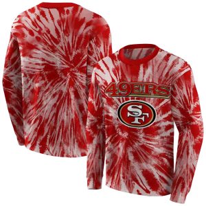 San Francisco 49ers Tie Dye Pattern Red AOP Sweatshirt