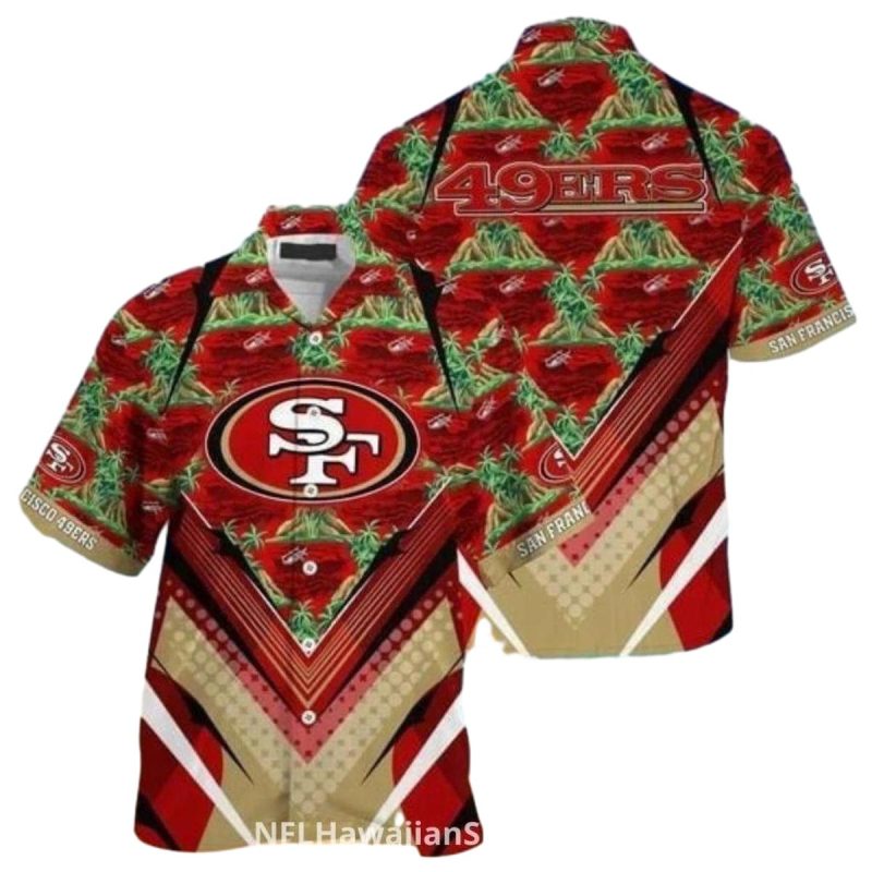 San Francisco 49Ers Tribal Pattern Gold Red Hawaiian Shirt 1